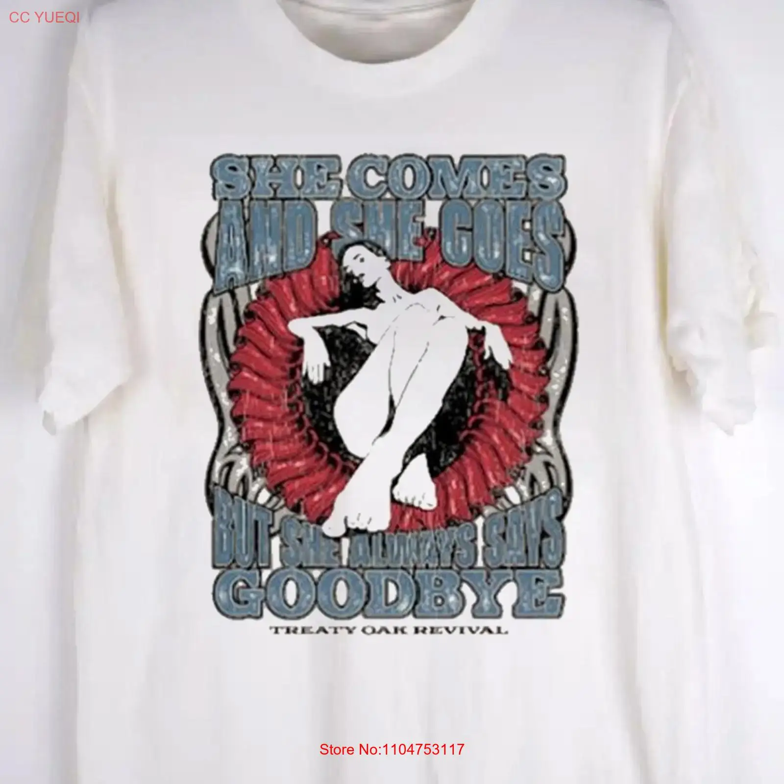 Vintage Fashion Revival - オーク・リバイバル 彼女は来たり去ったりするがいつも「さよなら」って言ってる Tシャツ OB1065 ヴィンテージ ウォッシュド