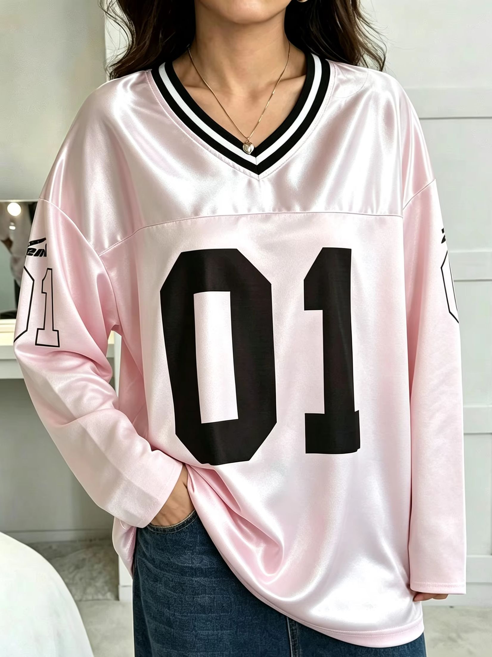Vintage Fashion Prints - メンズ・レディース ヴィンテージ 長袖 オーバーサイズ 01 ナンバープリント