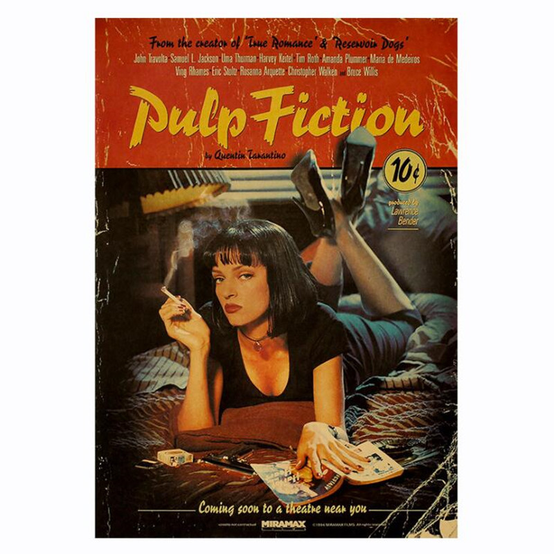Vintage Fashion Wallpaper - パルプフィクションヴィンテージポスターレトロノスタルジアクラシック古い映画家の装飾クラフト紙ウォールステッカーポスター