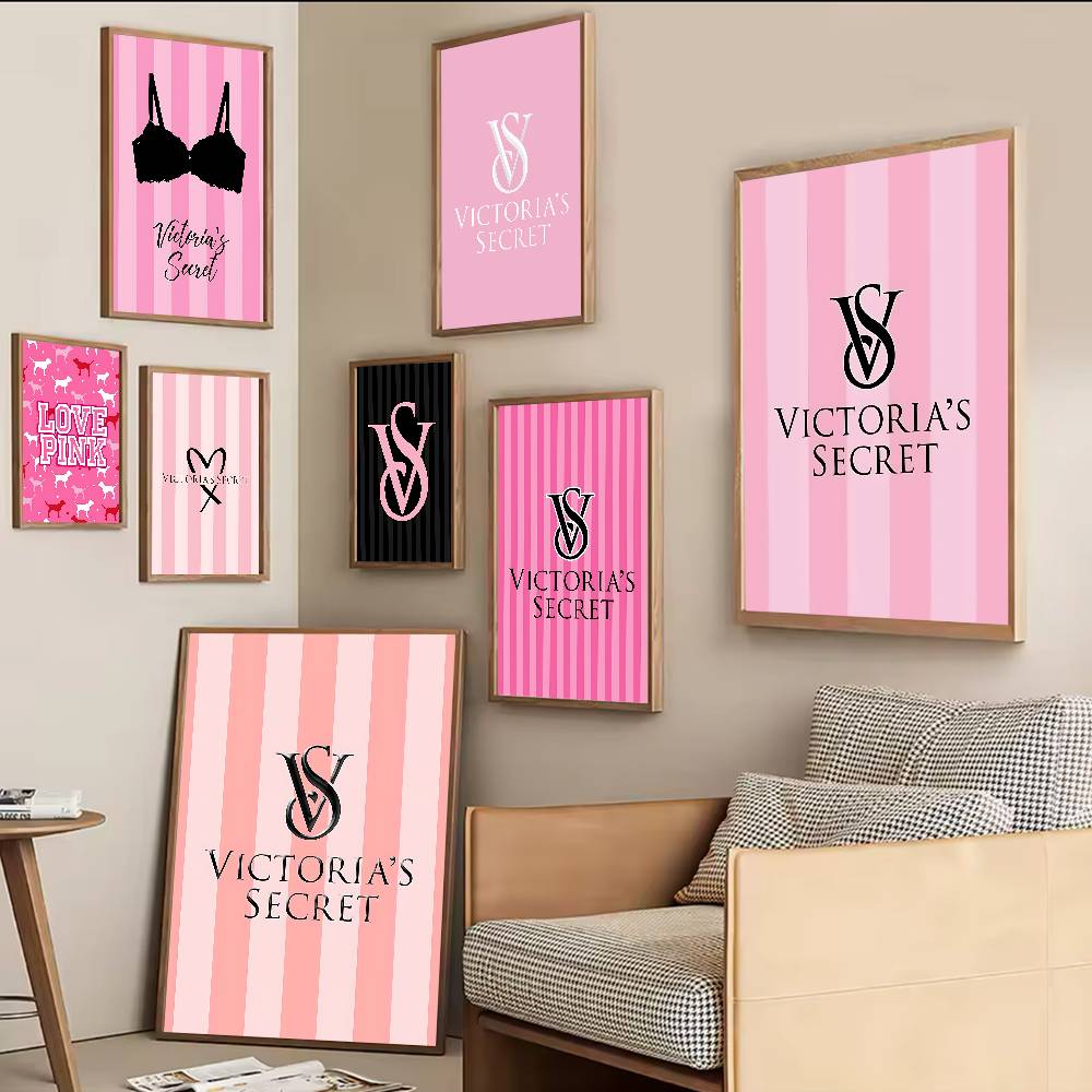 Vintage Fashion Wallpaper - V-Victorias-Fashion-S-Secret ヴィンテージポスター 粘着性ホワイトペーパープリントポスター アートワークポスター ウォールステッカー
