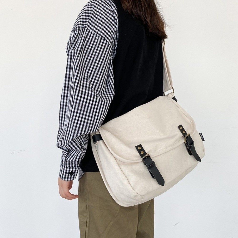 Vintage Fashion Japan - カップルスタイルヴィンテージショルダーバッグ和風大容量キャンバスバッグカレッジスタイルカジュアルメッセンジャーバッグ旅行