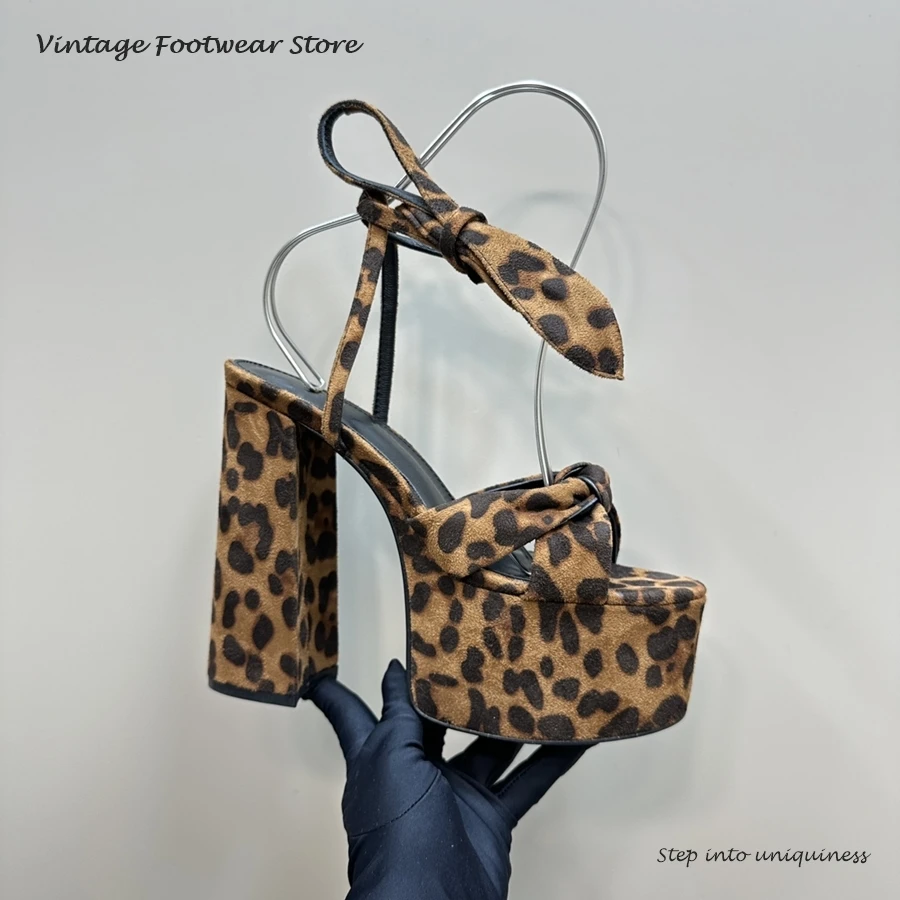 女性のためのヴィンテージヒョウ柄の厚底サンダル,丸いつま先, - Vintage Fashion Prints のレビューと価格