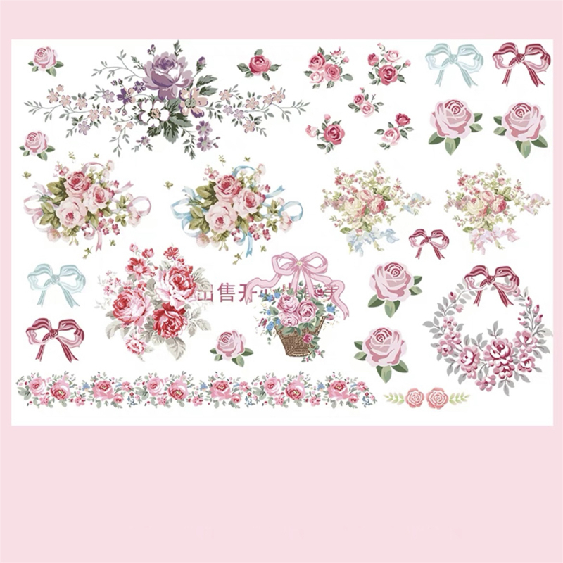 ヴィンテージのバラのバスケットのステッカー,谷のスライド,D - Vintage Fashion Wallpaper のレビューと価格