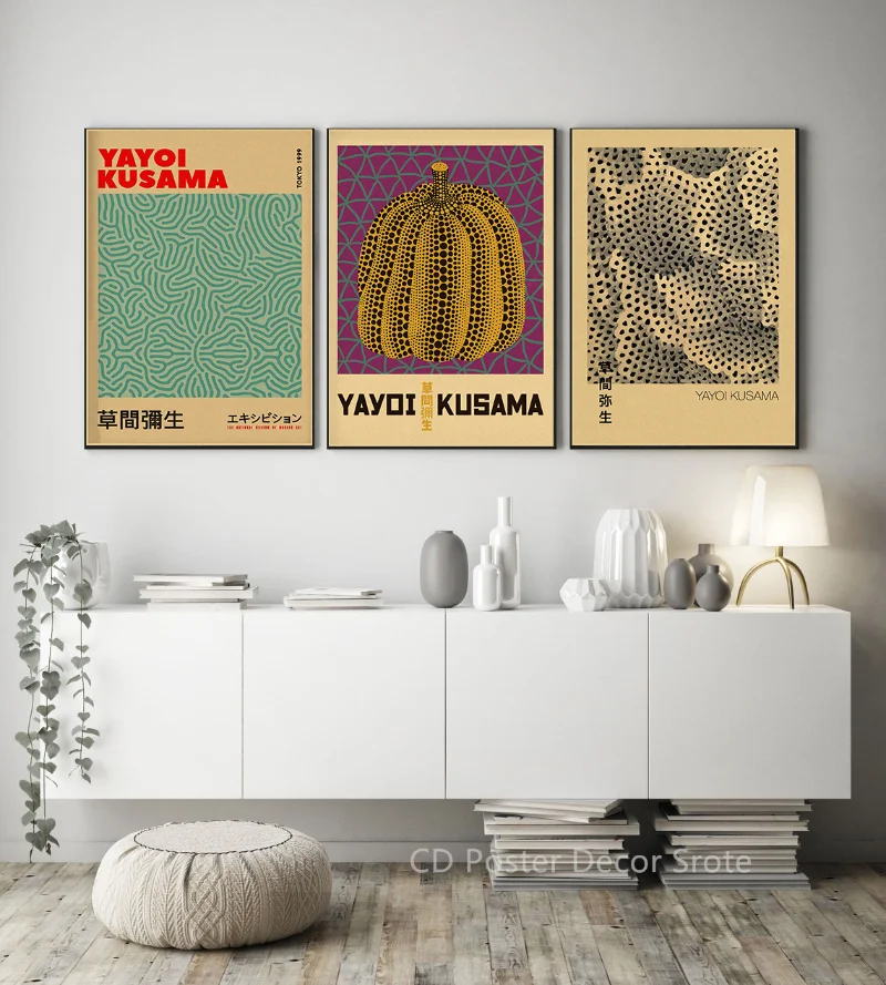 Yayoi kusama展示ポスター、カボチャドット、日本の - Vintage Fashion Wallpaper のレビューと価格