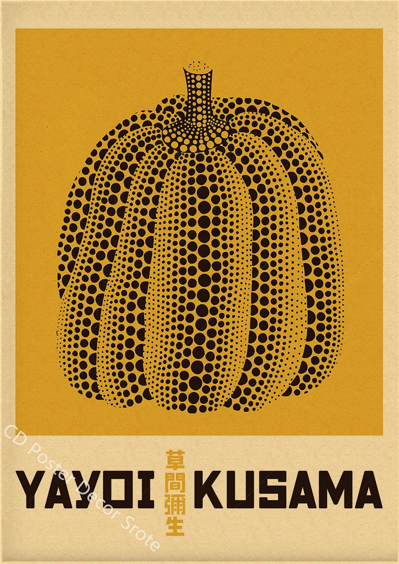 Yayoi kusama展示ポスター、カボチャドット、日本の - Vintage Fashion Wallpaper のレビューと価格