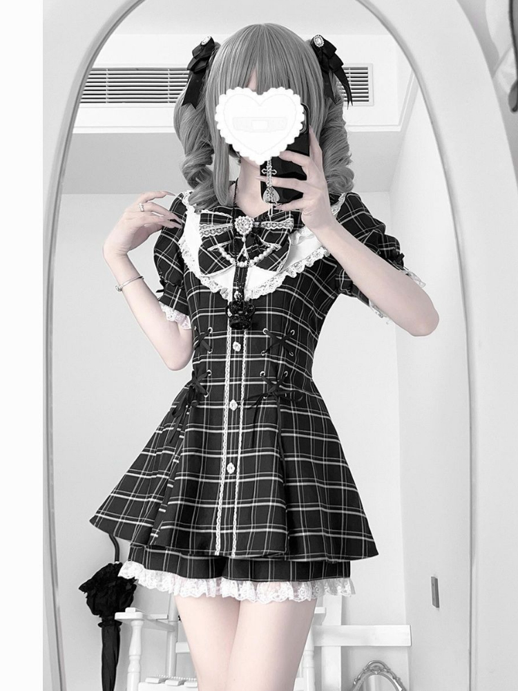 和風ロリータ甘いドレスセット2026新作ヴィンテージチェック - Vintage Fashion Japan のレビューと価格