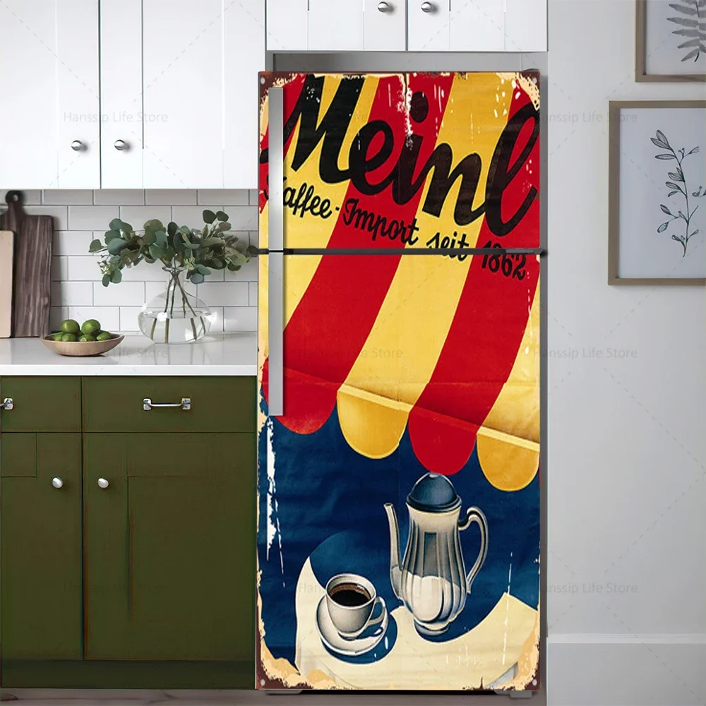 レトロコーヒー背景冷蔵庫ドアステッカー防水 PVC 冷蔵庫壁 - Vintage Fashion Wallpaper のレビューと価格