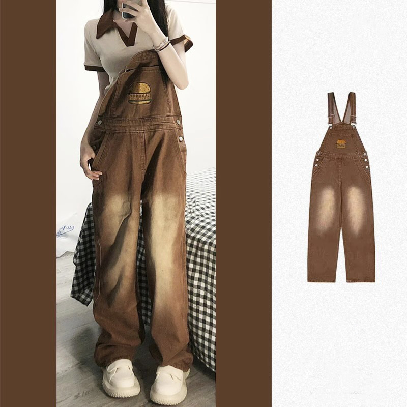 アメリカンヴィンテージブラウンデニムサスペンダーパンツ女性ハ - Vintage Fashion Hamburg のレビューと価格