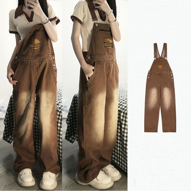 アメリカンヴィンテージブラウンデニムサスペンダーパンツ女性ハ - Vintage Fashion Hamburg のレビューと価格