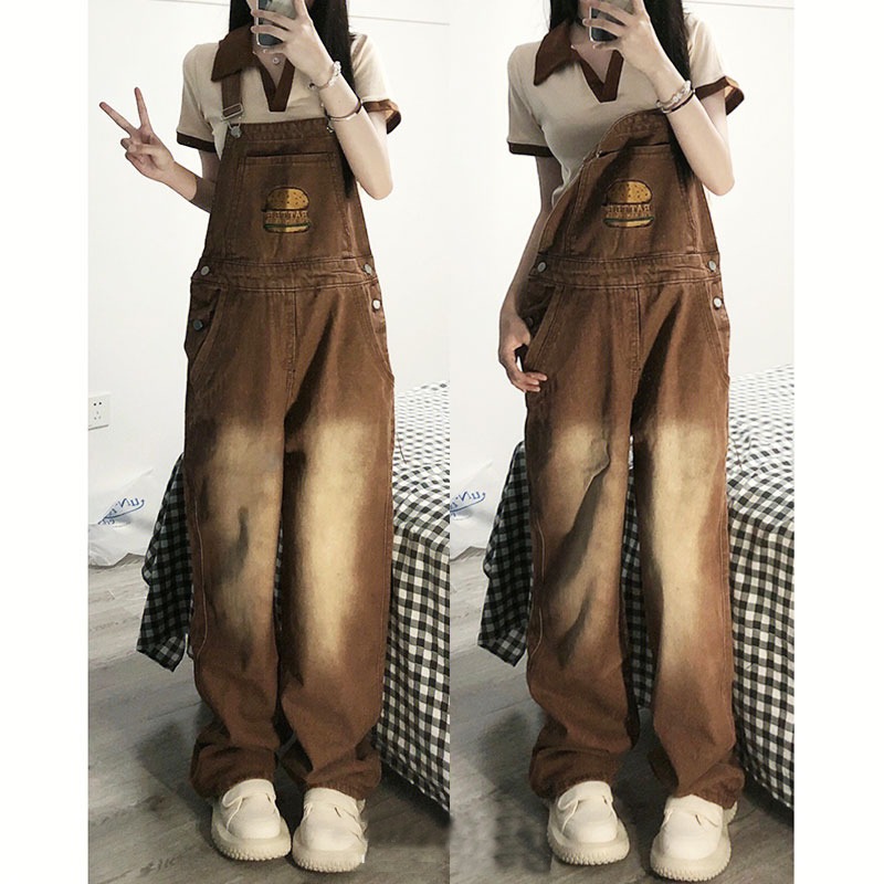 アメリカンヴィンテージブラウンデニムサスペンダーパンツ女性ハ - Vintage Fashion Hamburg のレビューと価格