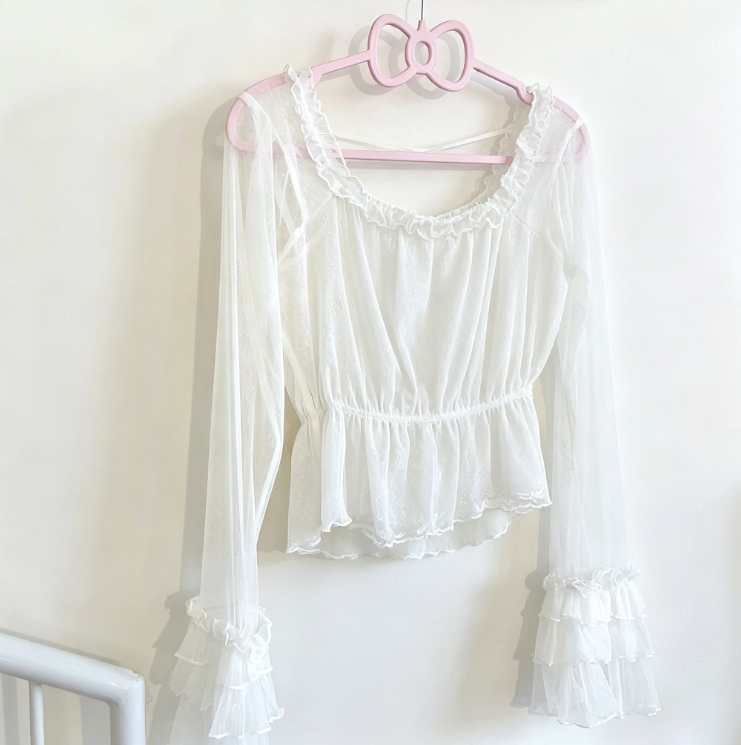日本の甘いロリータブラウス女性ヴィンテージエレガントな薄いト - Vintage Fashion Japan のレビューと価格
